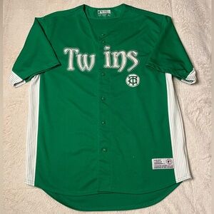 True Fan MLB Minnesota Twins St Patrick’s Day Green Baseball Jersey Mens XL Y2K